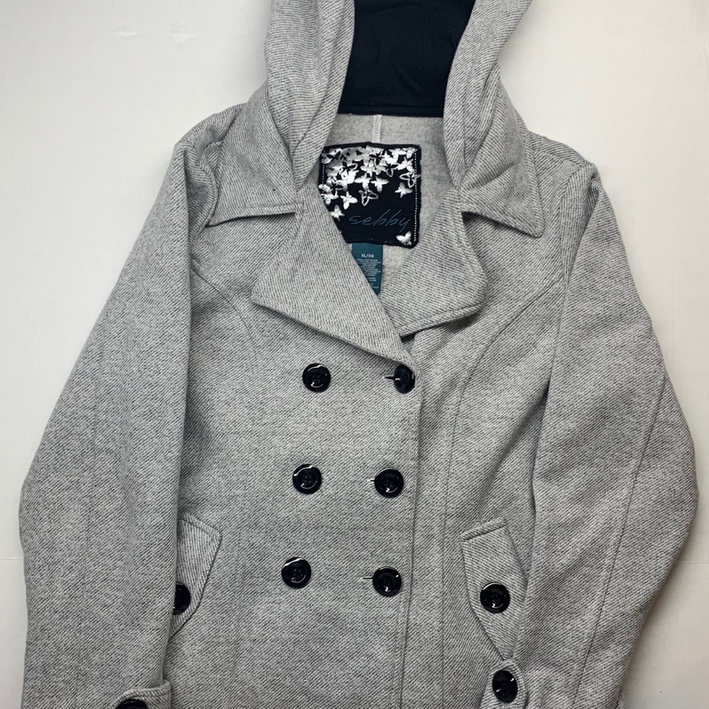 Gray/white pea coat